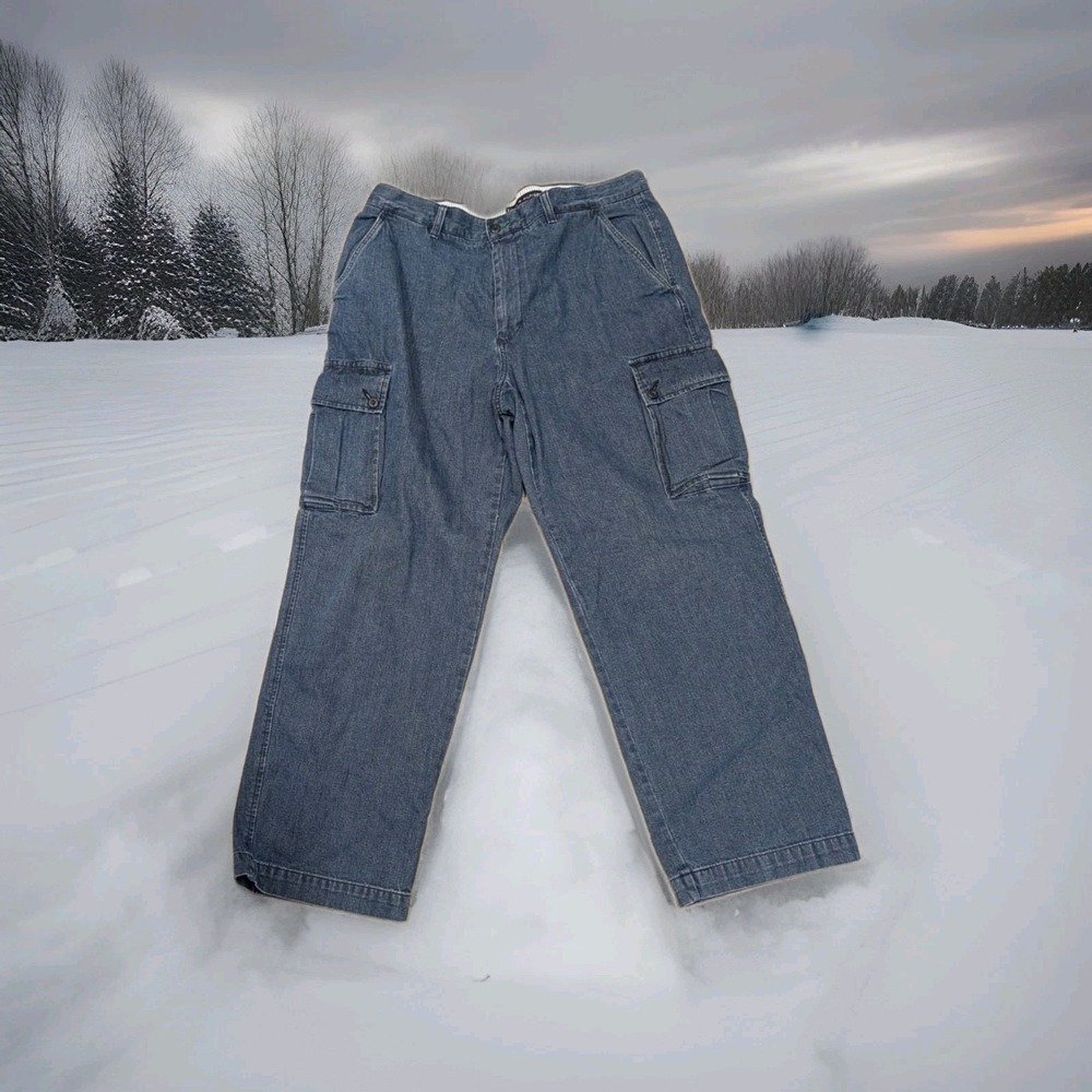 Vintage Y2K Tommy Hilfiger Blue Cargo Carpenter Jeans 36 x 30 Logo Dated‎ 10/02